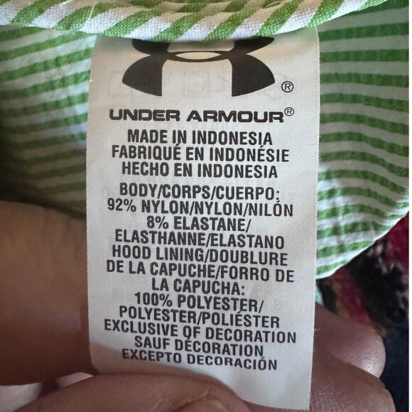 Under Armour Green & White Seersucker Striped Hooded Jacket - MD/M VERY NICE!! - Picture 8 of 8